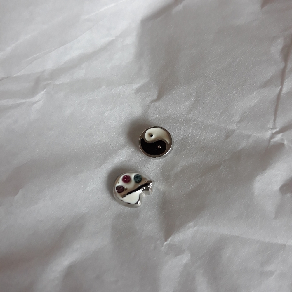 Origami Owl artist pallette and yin yang charms